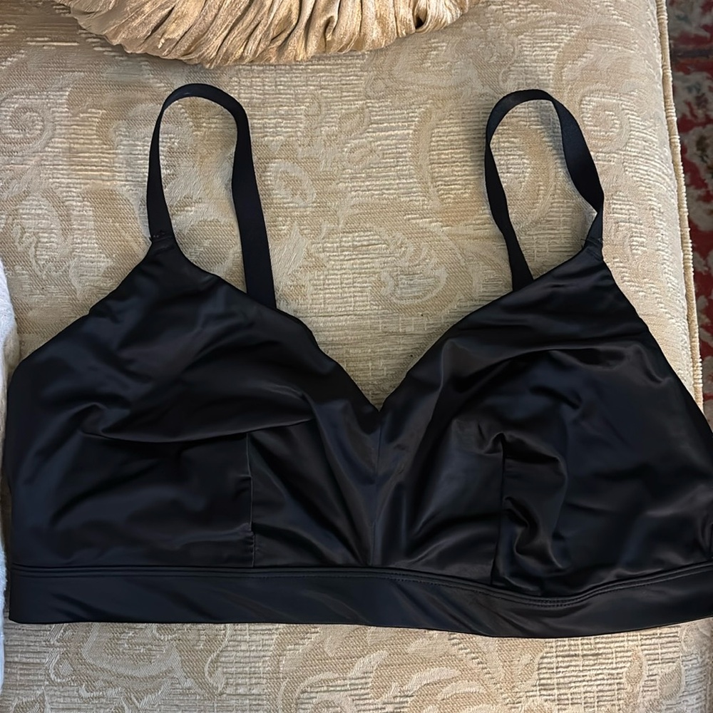 Auden Black Stretchy Satin Unlined Triangle Bralette XXL